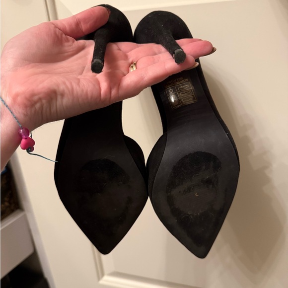 Bella Marie Black Vegan Faux Suede Stiletto Heels with Crystal Details Size 10 - Picture 6 of 8